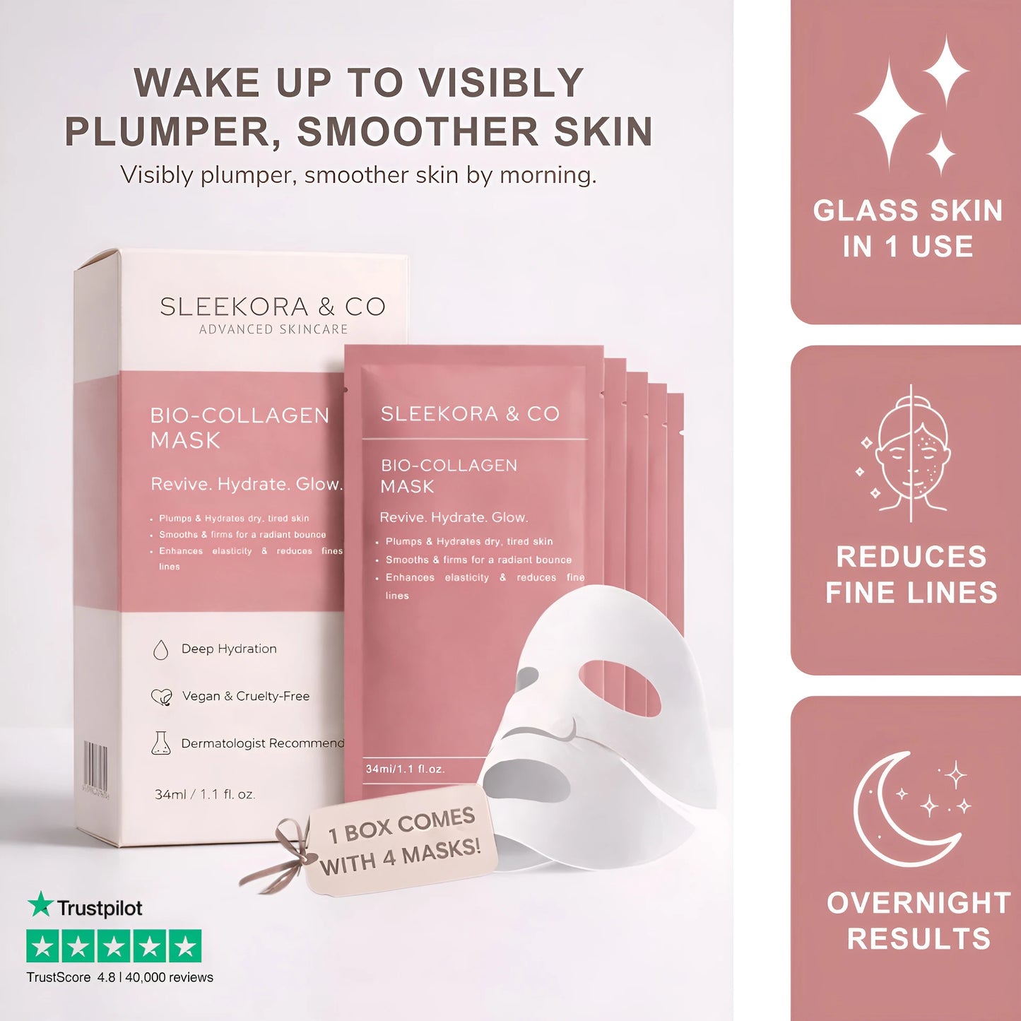Sleekora™ GlassSkin Bio-Collagen Mask